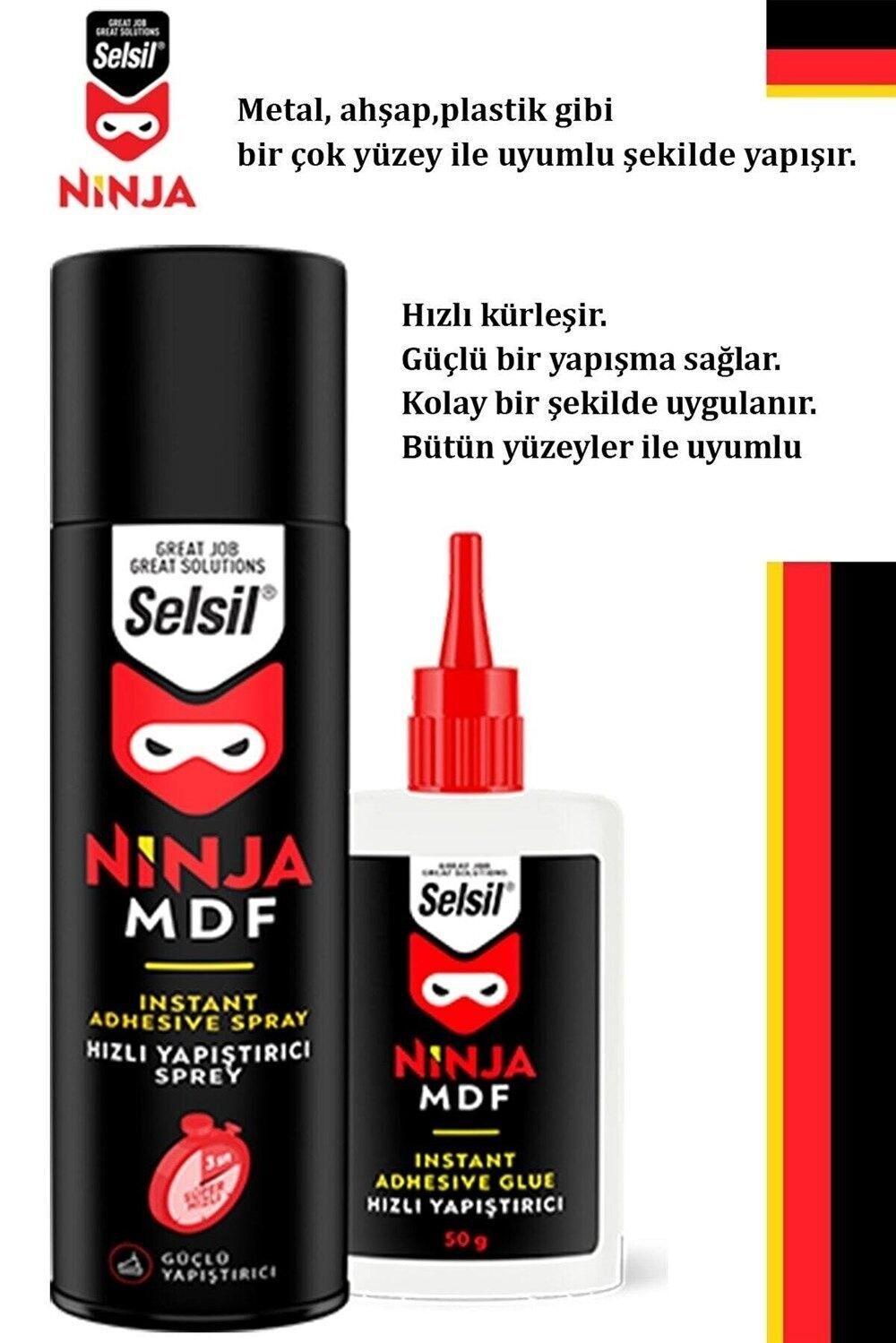 Selsil ninja mdf hızlı yapıştırıcı 200 ml + 50 gr