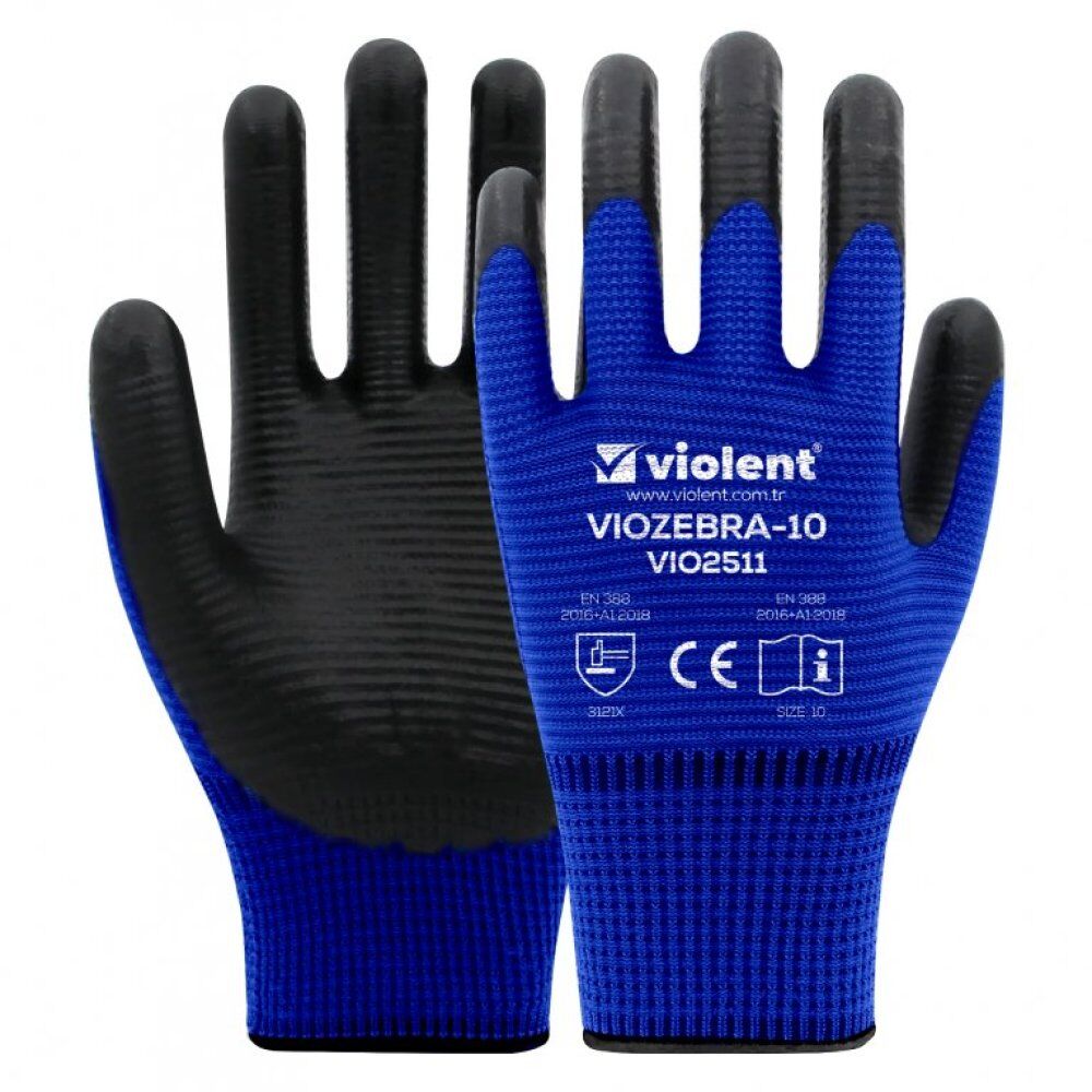Viozebra Örme Nitril Mavi İş Eldiveni No:10